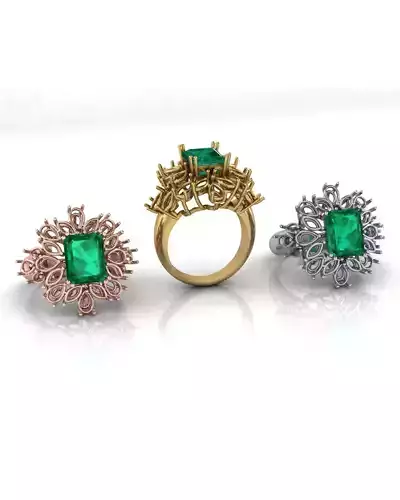 emerald marquise and pear high jewelry ring 