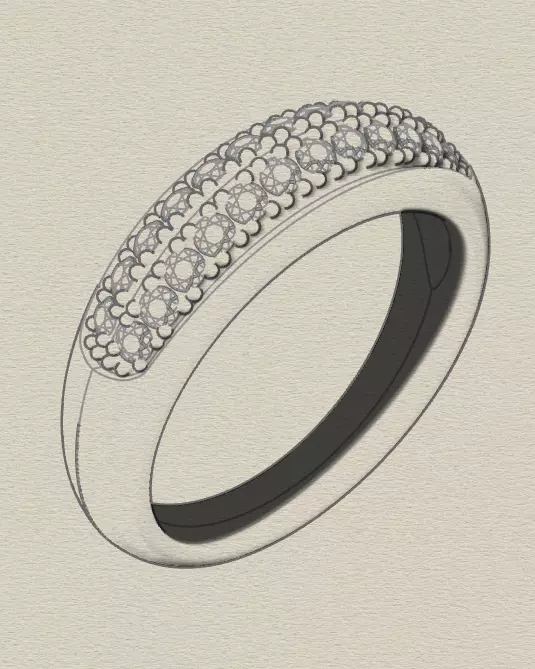 pave setting jewelry ring  3D print model_5