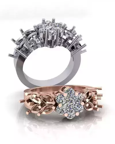 flower setting and marquise jewelry ring 