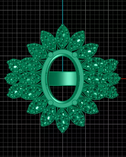 oval jewelry ring cluster 3D print model_4