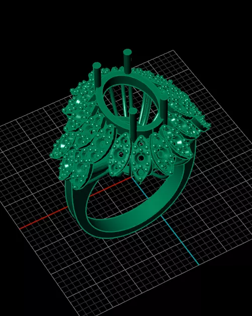 oval jewelry ring cluster 3D print model_1