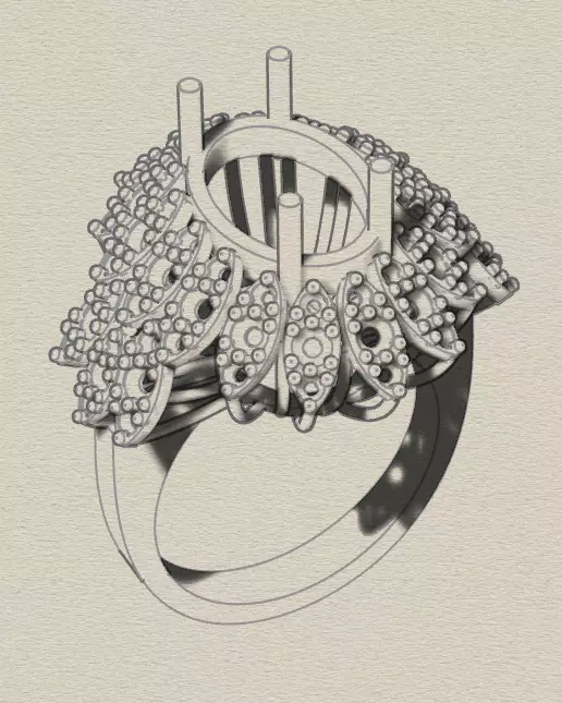 oval jewelry ring cluster 3D print model_5
