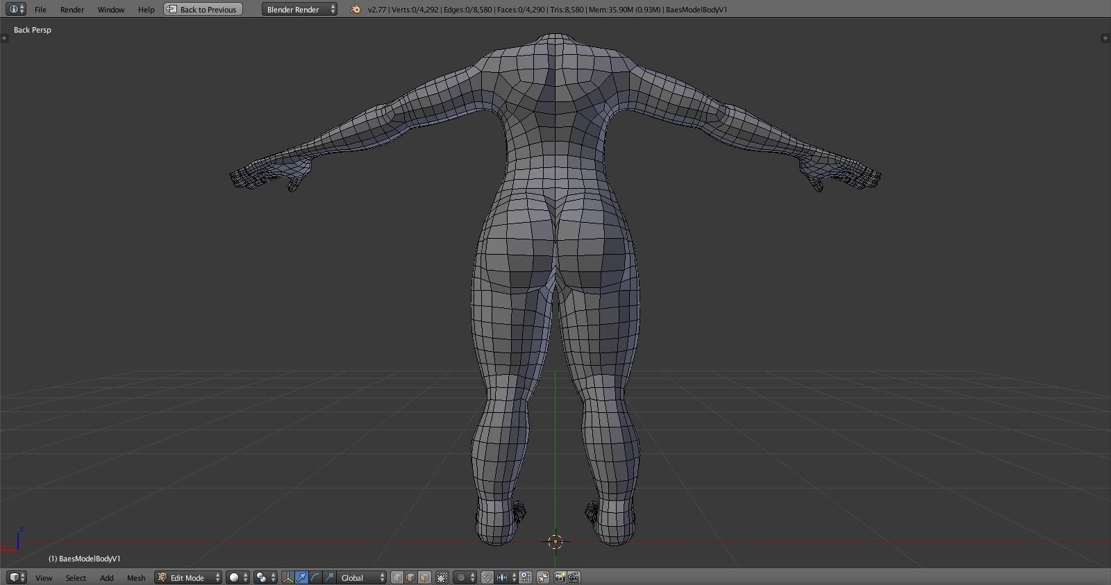 3D Model Female Base Mesh 3D model_3