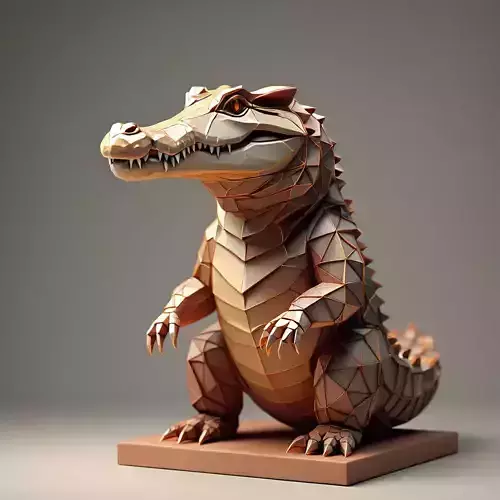 2514  Low Poly Crocodile  Full  Body 3D  Model