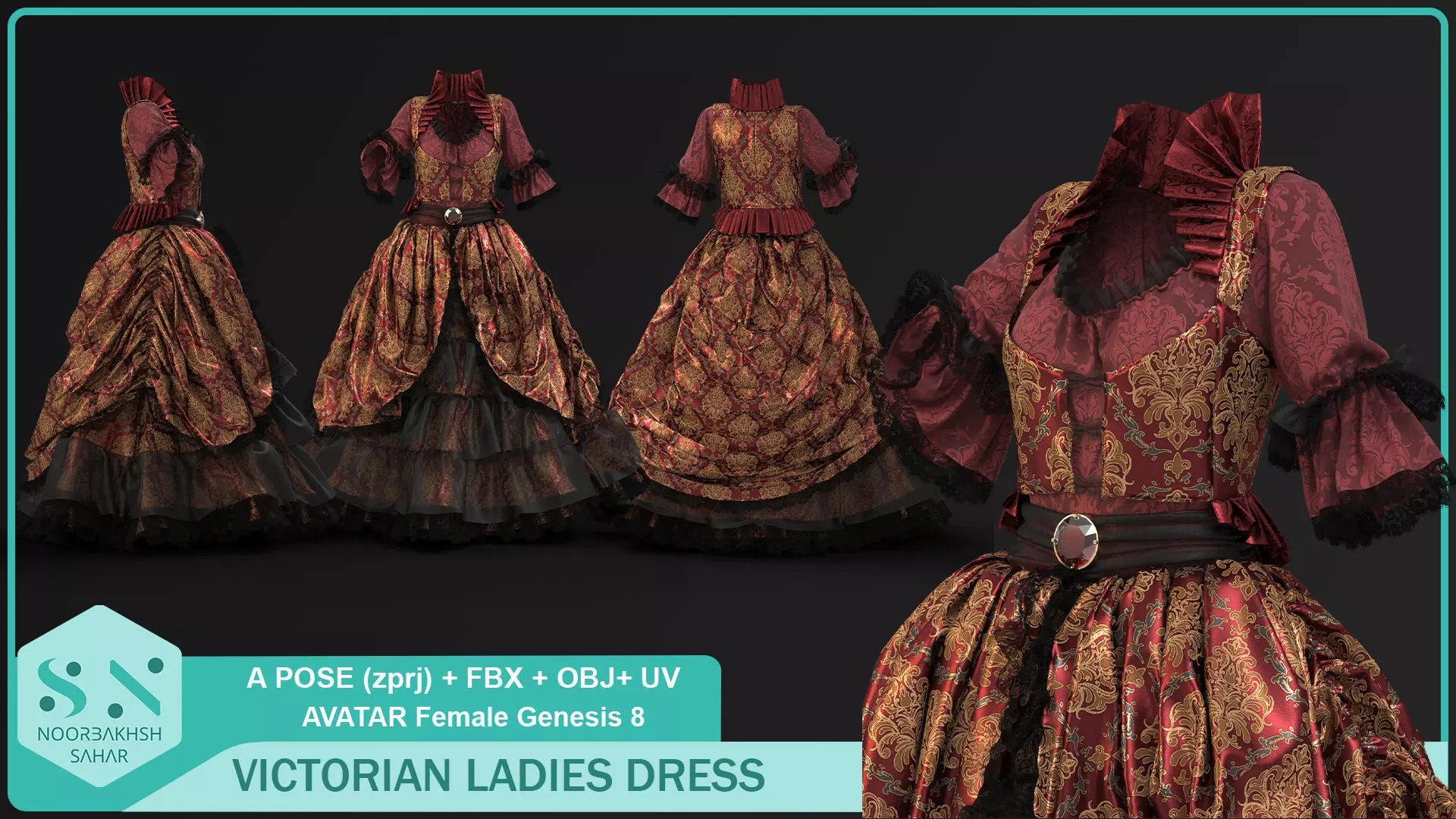 VICTORIAN LADY DRESS 3D model