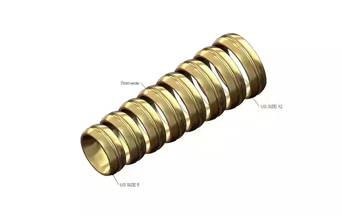 7mm wide grooved comfort fit wedding band US sizes 5to12 3D print model