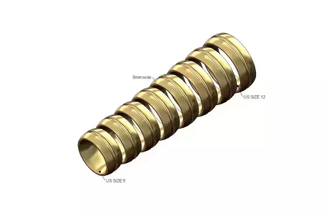 8mm wide grooved comfort fit wedding band US size 5to12 3D print model