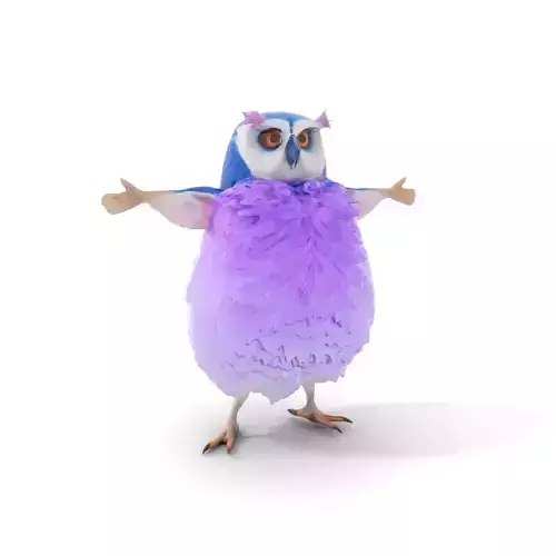 Purple Fluffy Owl model pack Low-poly 3D model
