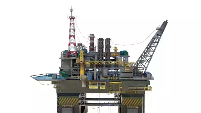 Oil Rig Realistic Industrial 3D Model