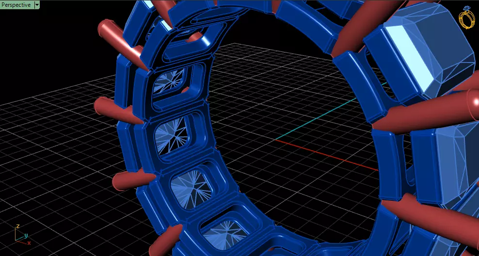 ring rectangular stone 3D print model_5