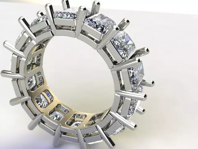 ring rectangular stone 3D print model_1