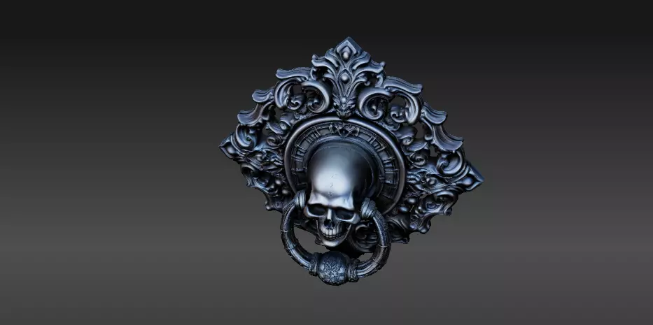 Haunted Door Knocker 3D Model AND Print Gothic Halloween  3D model_3