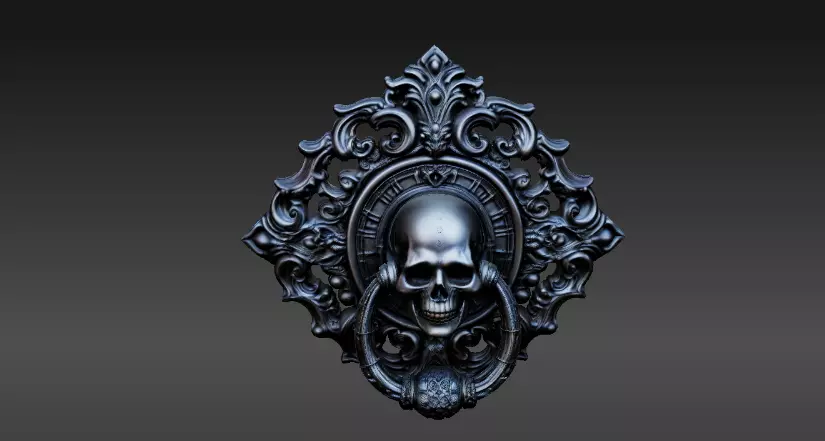Haunted Door Knocker 3D Model AND Print Gothic Halloween  3D model_1