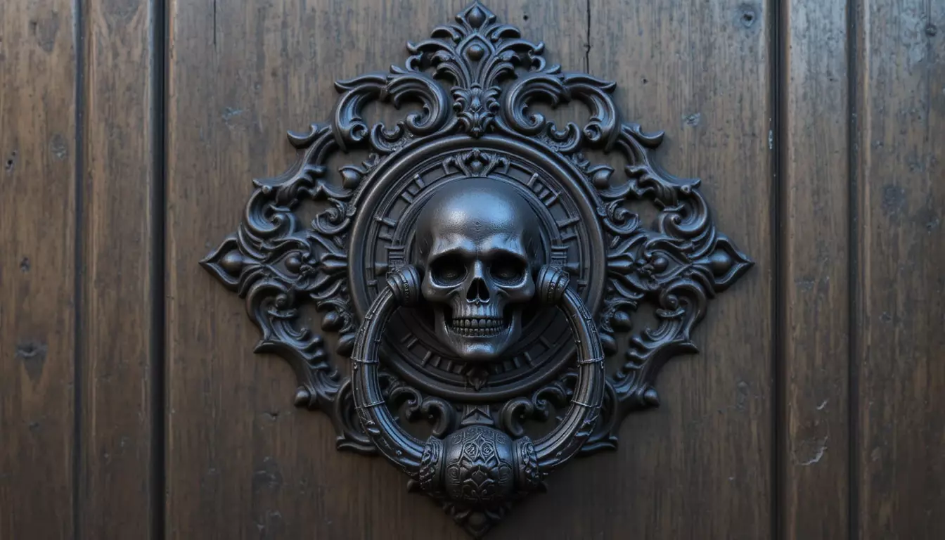 Haunted Door Knocker 3D Model AND Print Gothic Halloween  3D model_0