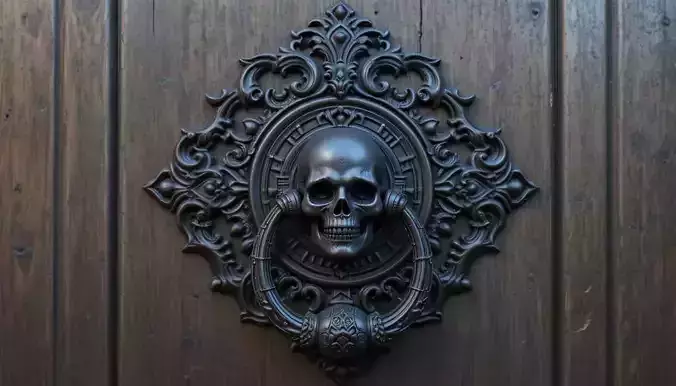 Haunted Door Knocker 3D Model AND Print Gothic Halloween  3D model