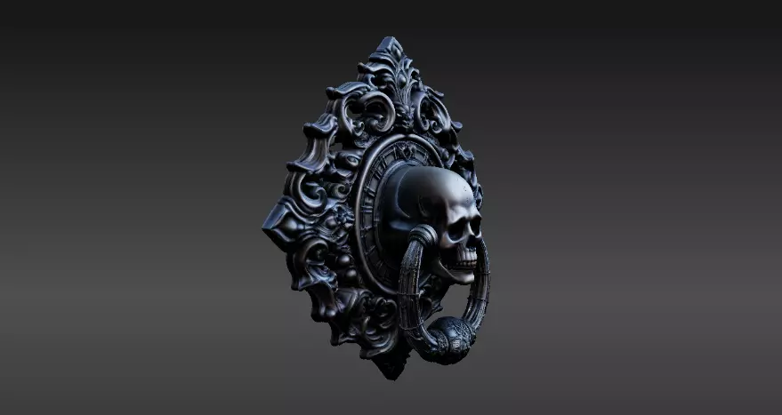 Haunted Door Knocker 3D Model AND Print Gothic Halloween  3D model_2