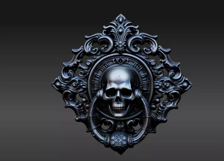 Haunted Door Knocker 3D Model AND Print Gothic Halloween  3D model_8