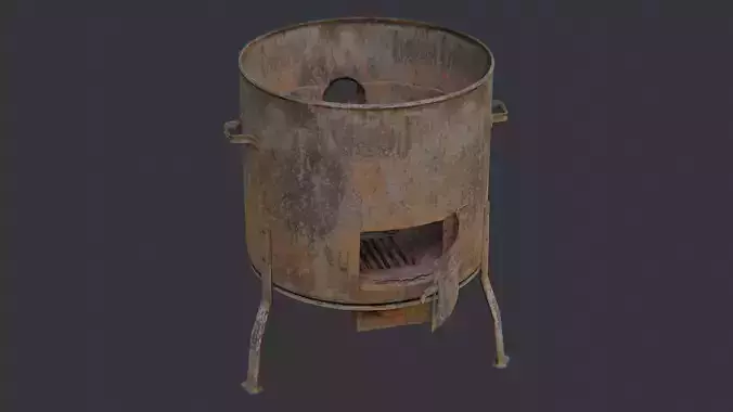 Rusty Enamel Basin Outdoor Grill Prop