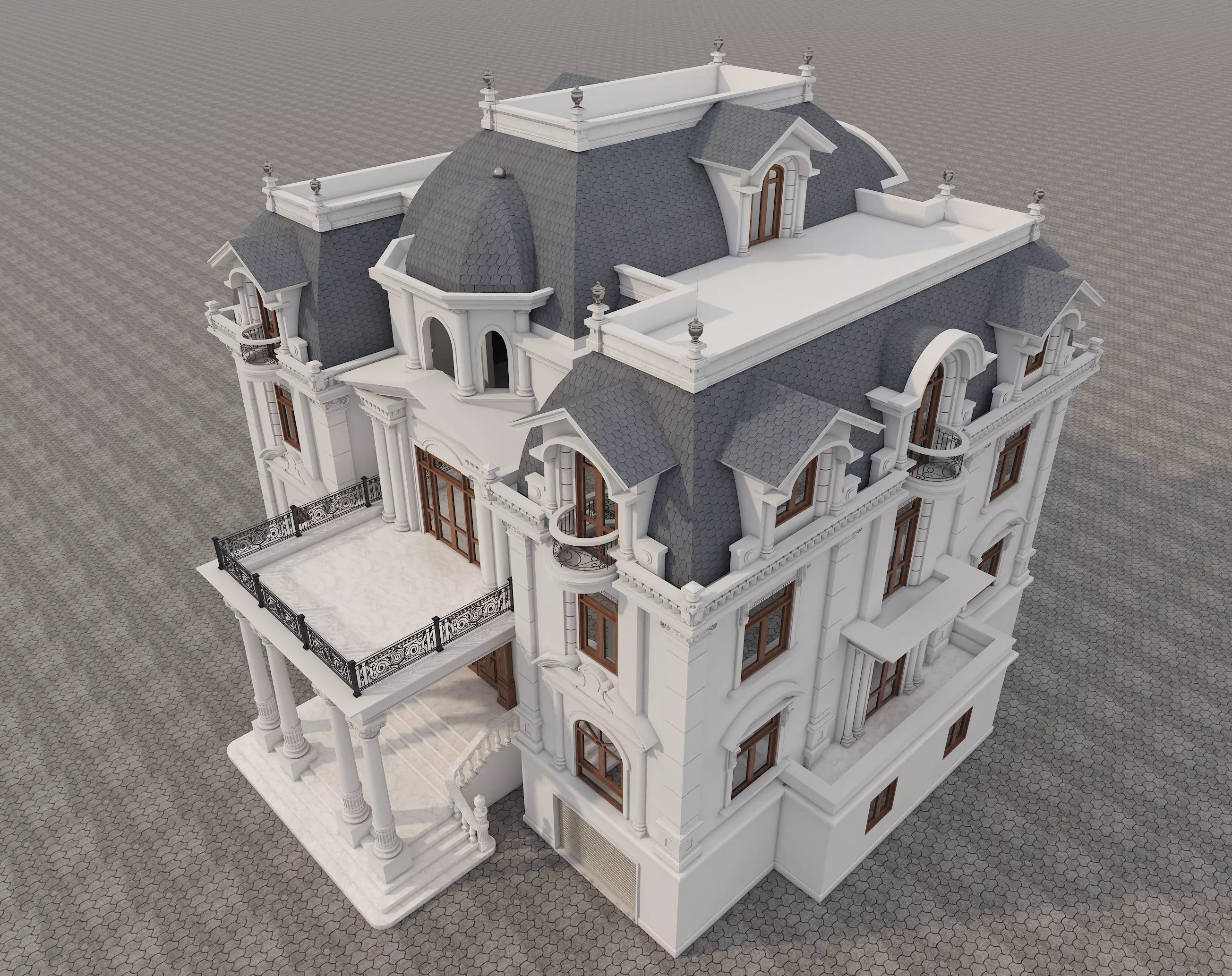 Classical style Villa 3D model_6