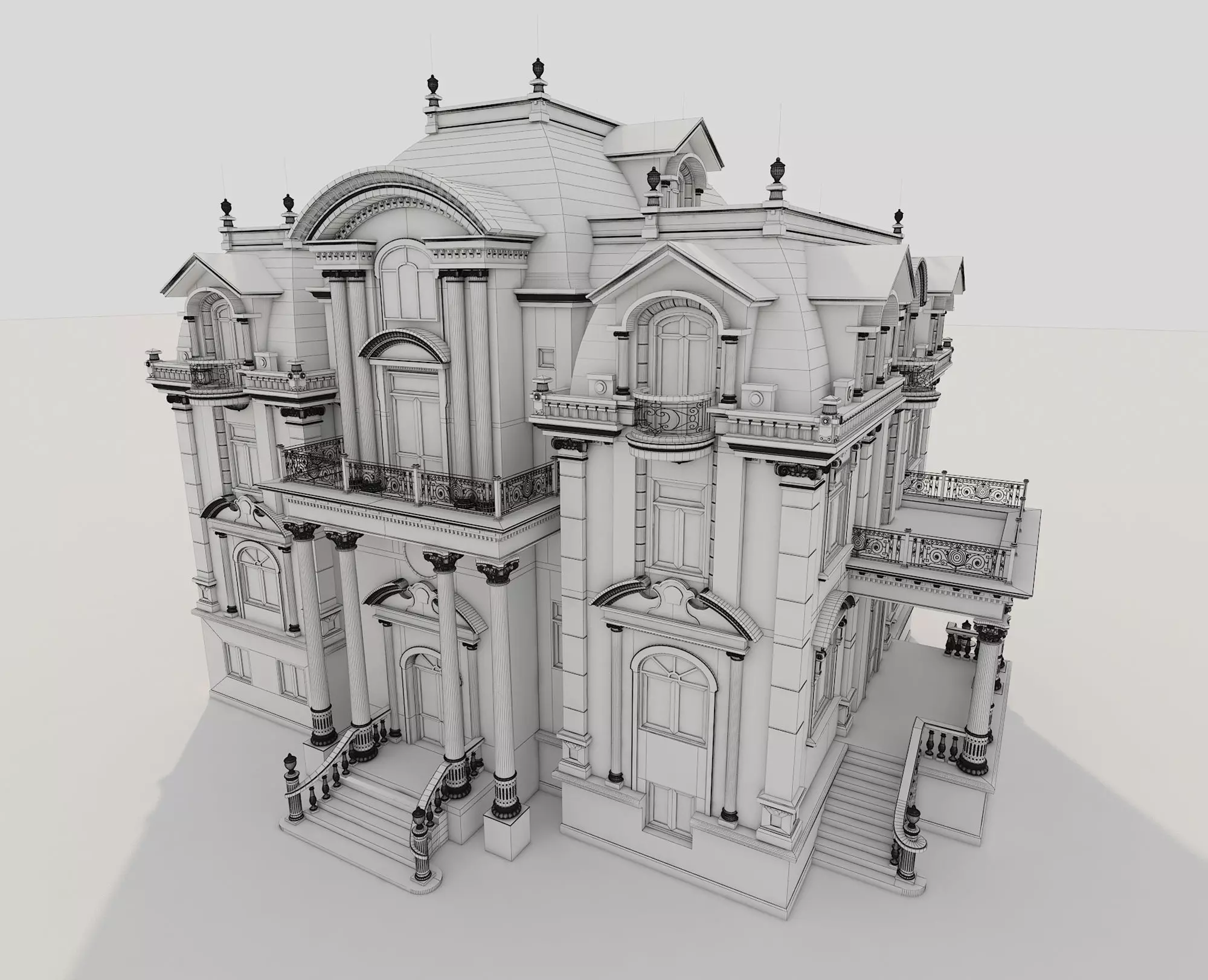 Classical style Villa 3D model_8