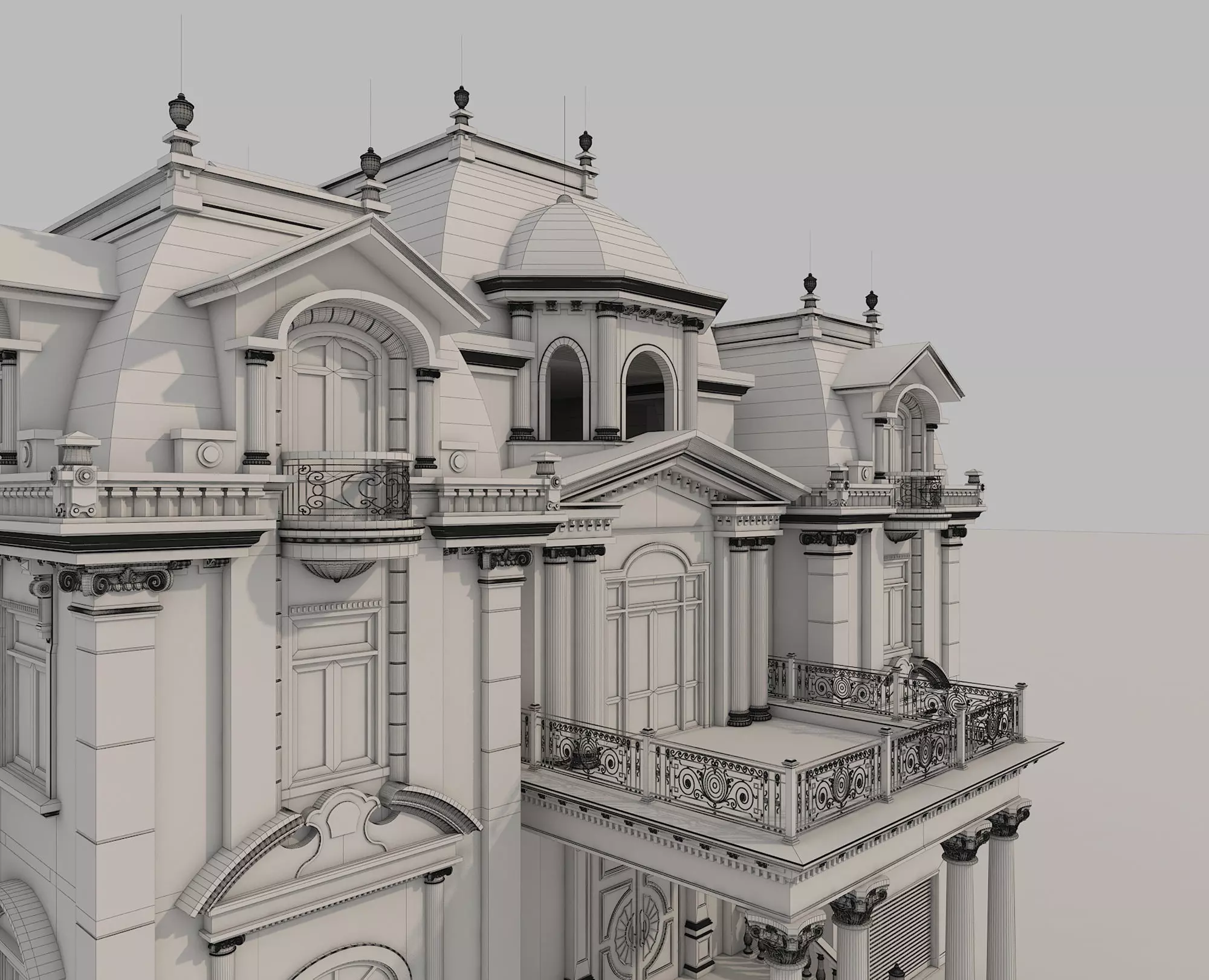 Classical style Villa 3D model_10