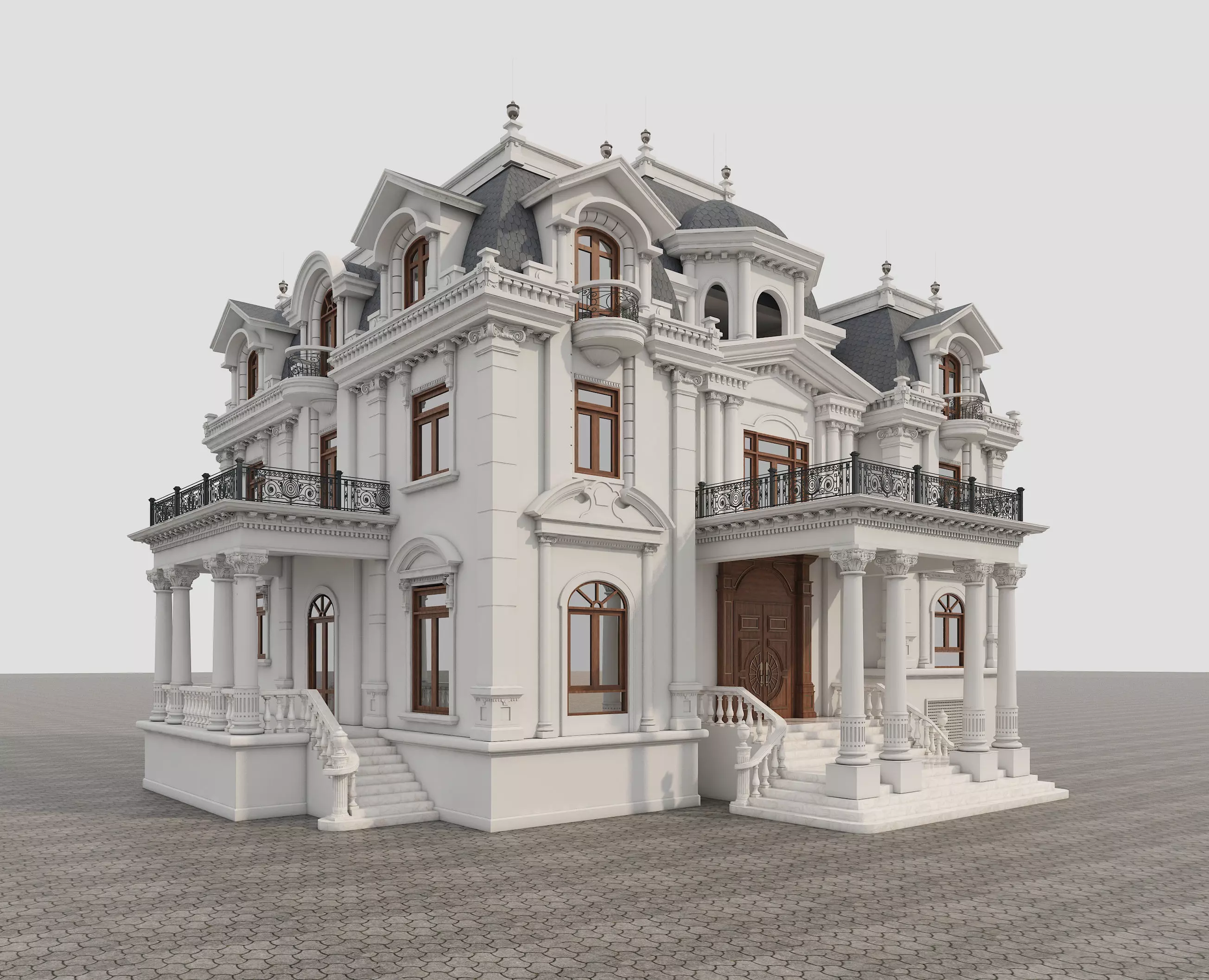 Classical style Villa 3D model_0