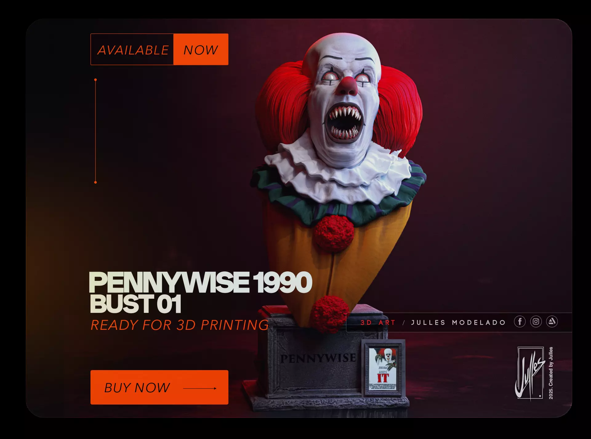 Pennywise 1990 Bust01 3D print model_1