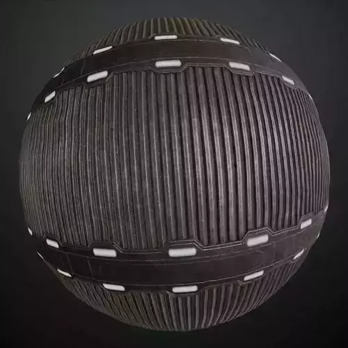 Black Sci-fi Corrugated Metal Panel with Lights PBR Seamless