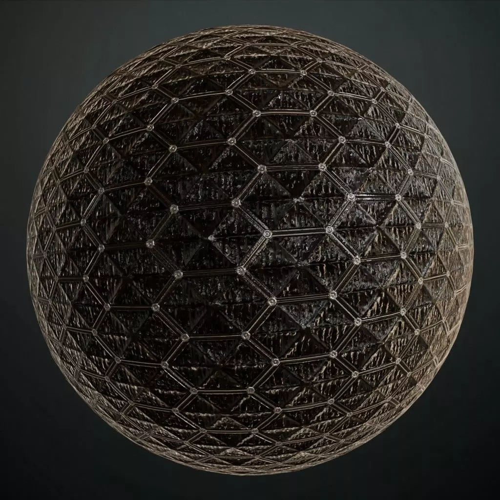 Black Sci-fi Geodesic Wall Mesh PBR Seamless Texture_0