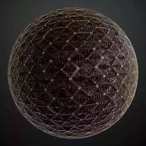 Black Sci-fi Geodesic Wall Mesh PBR Seamless
