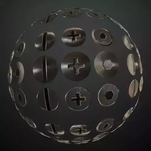 Black Metal Screw Head Assortment PBR Seamless