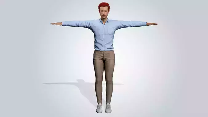 Realistic Male 3D Character with red hair