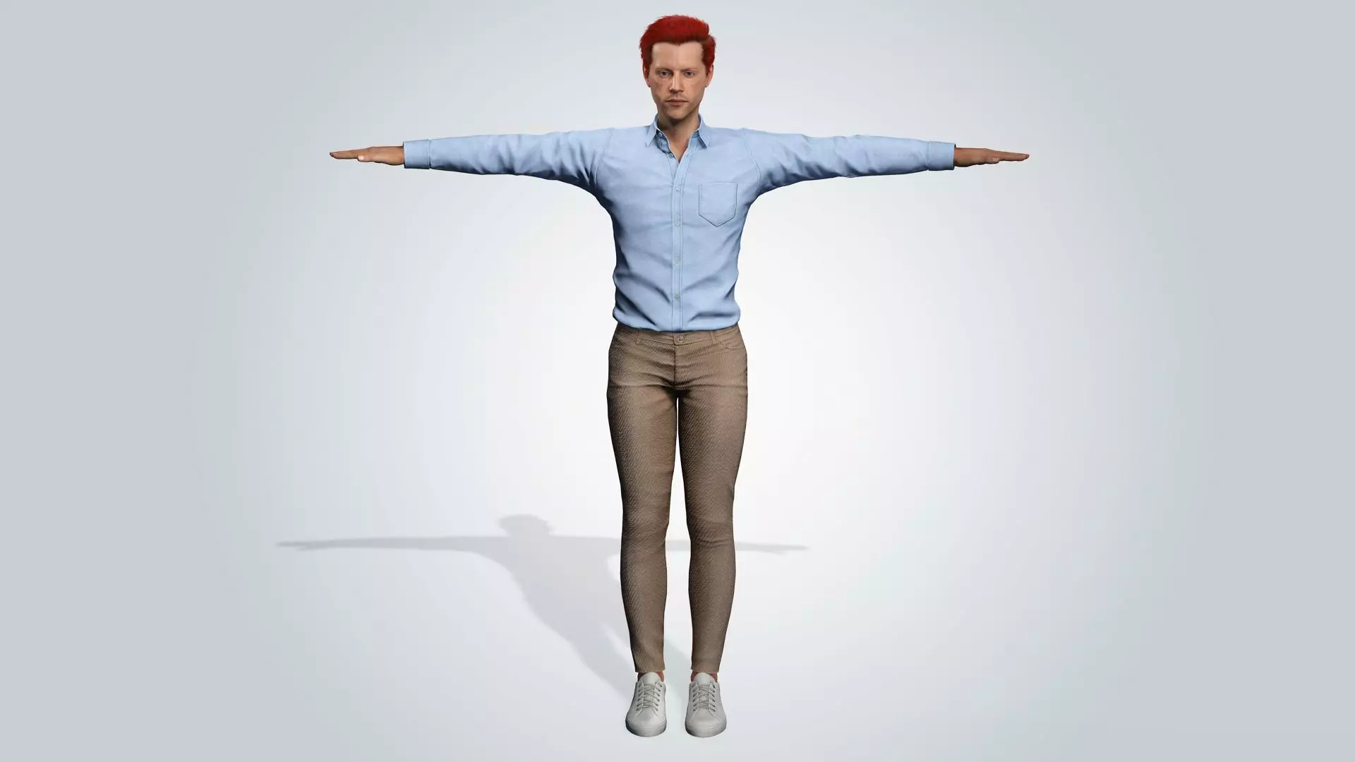 Realistic Male 3D Character with red hair 3D model_0