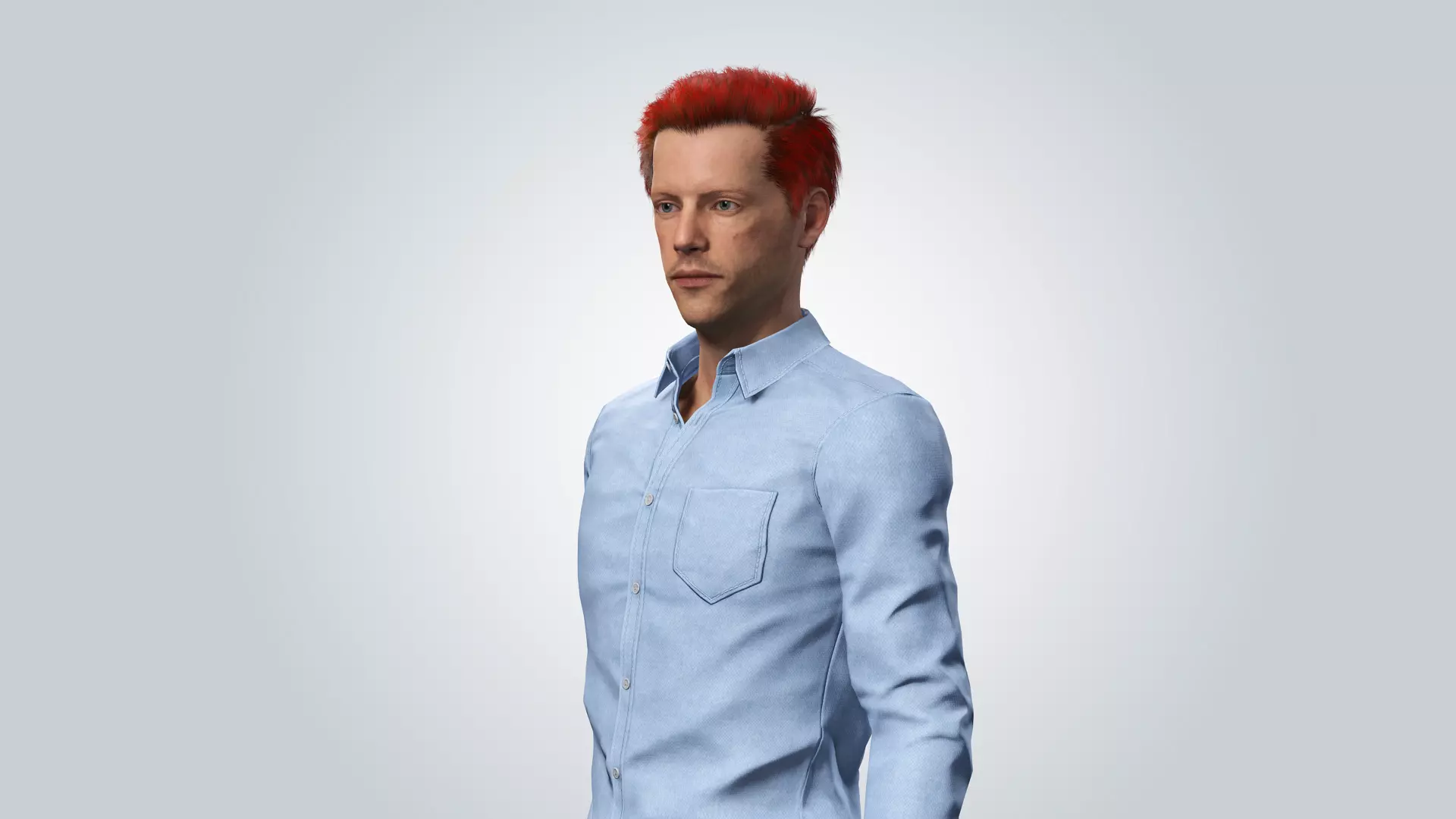 Realistic Male 3D Character with red hair 3D model_16