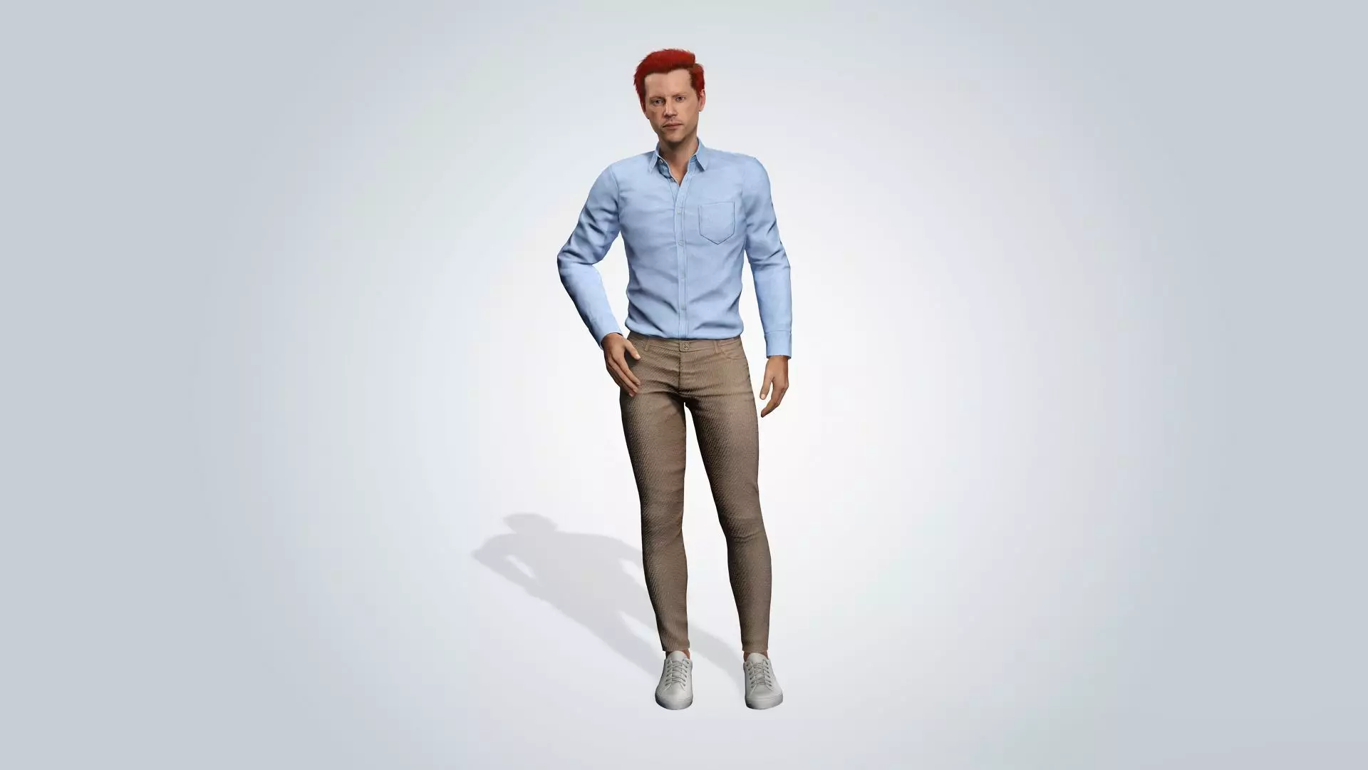 Realistic Male 3D Character with red hair 3D model_11