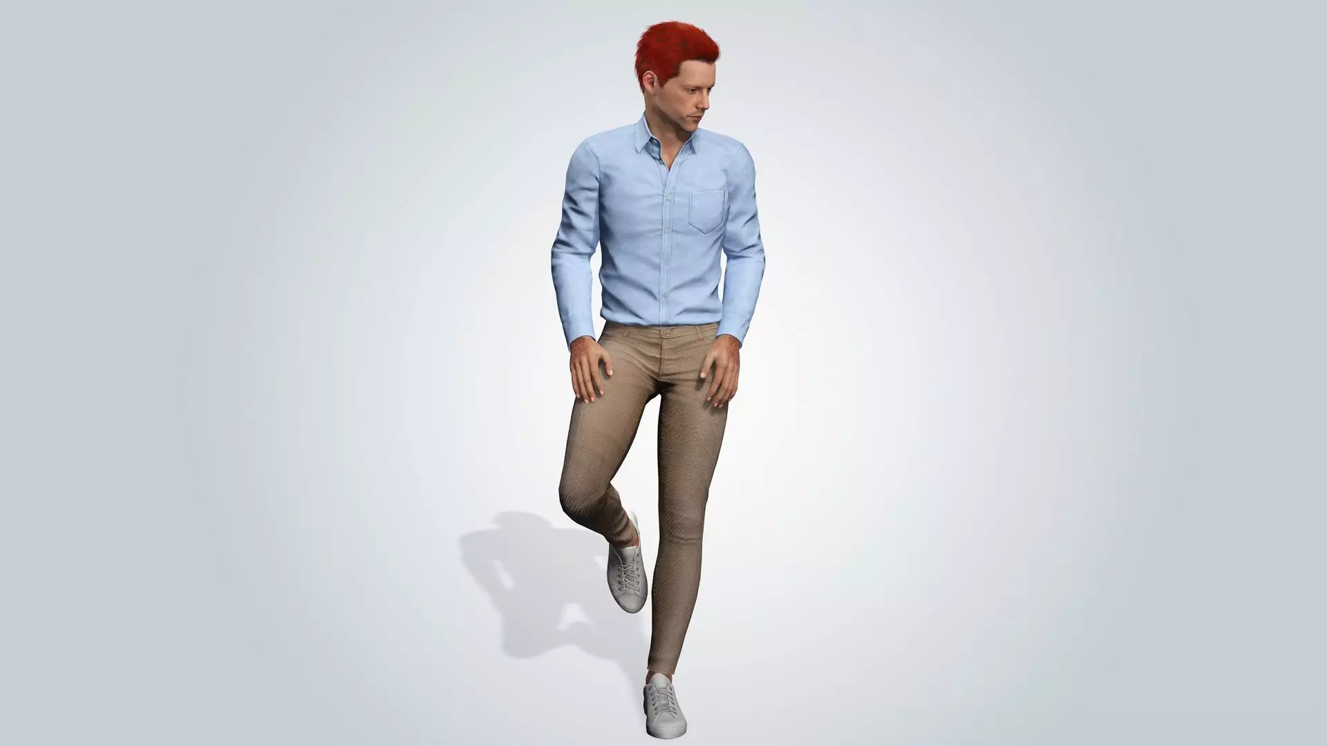 Realistic Male 3D Character with red hair 3D model_6