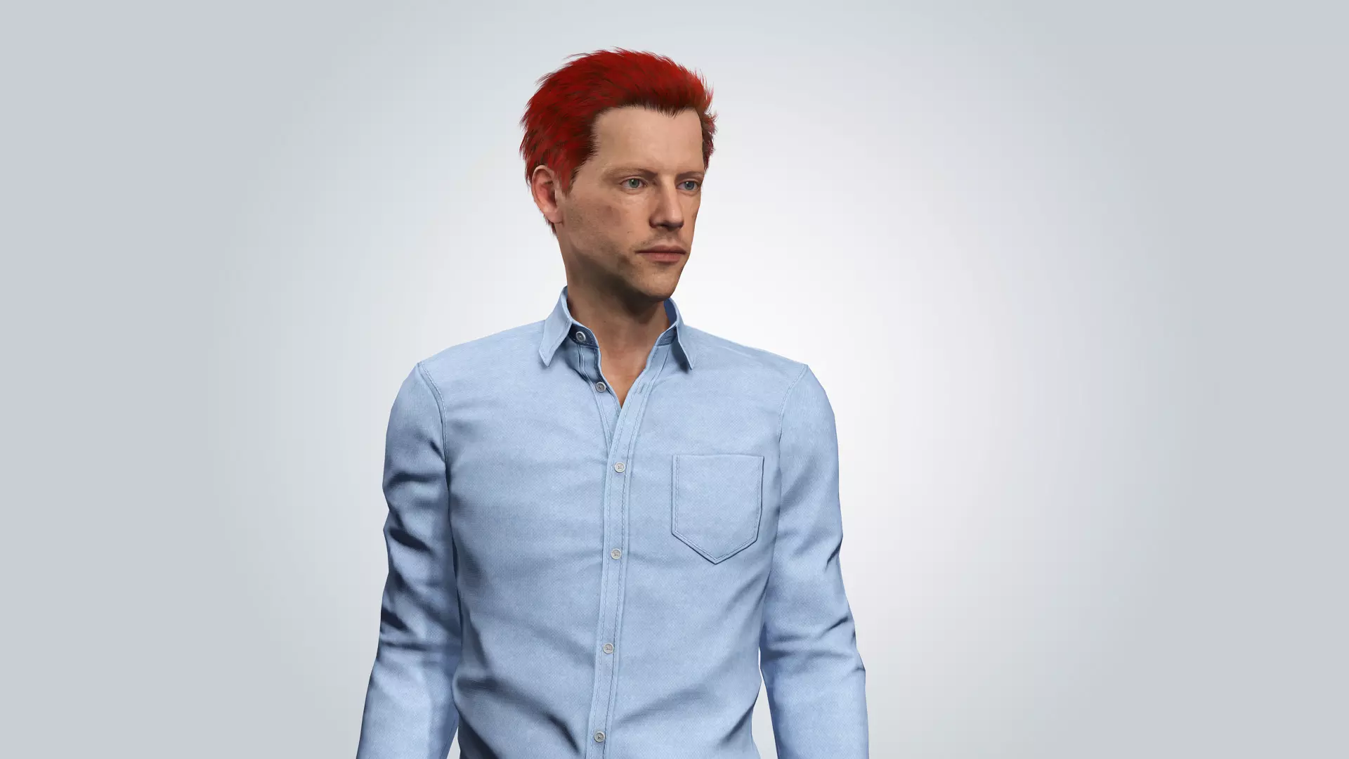 Realistic Male 3D Character with red hair 3D model_15