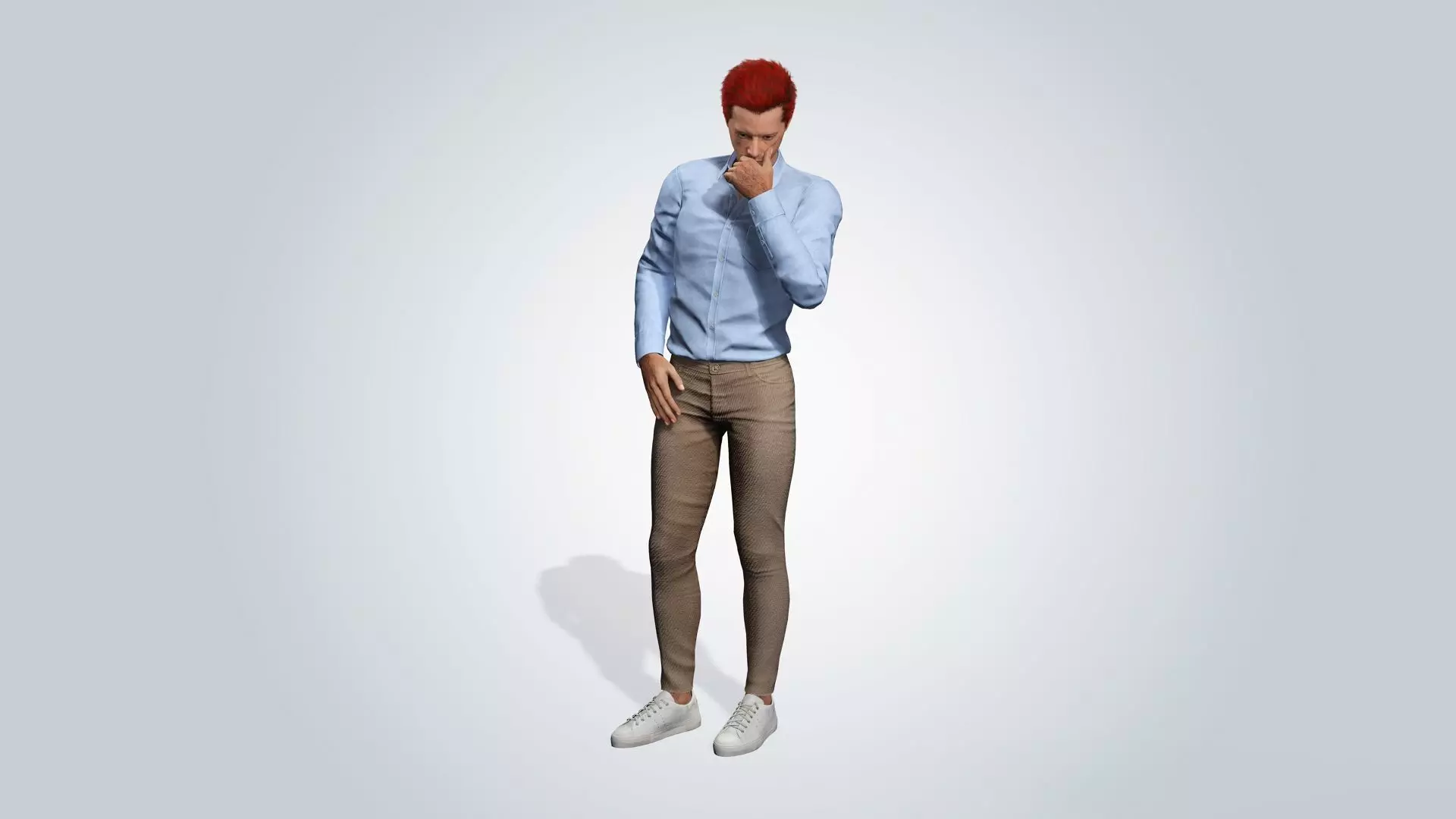 Realistic Male 3D Character with red hair 3D model_10