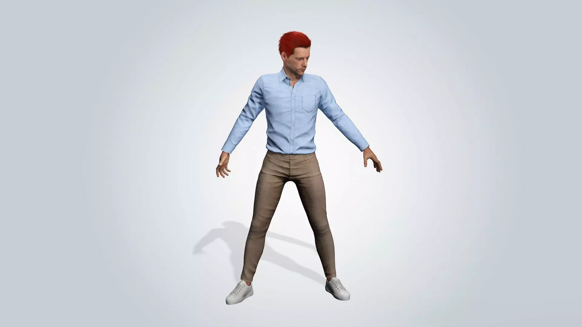 Realistic Male 3D Character with red hair 3D model_1
