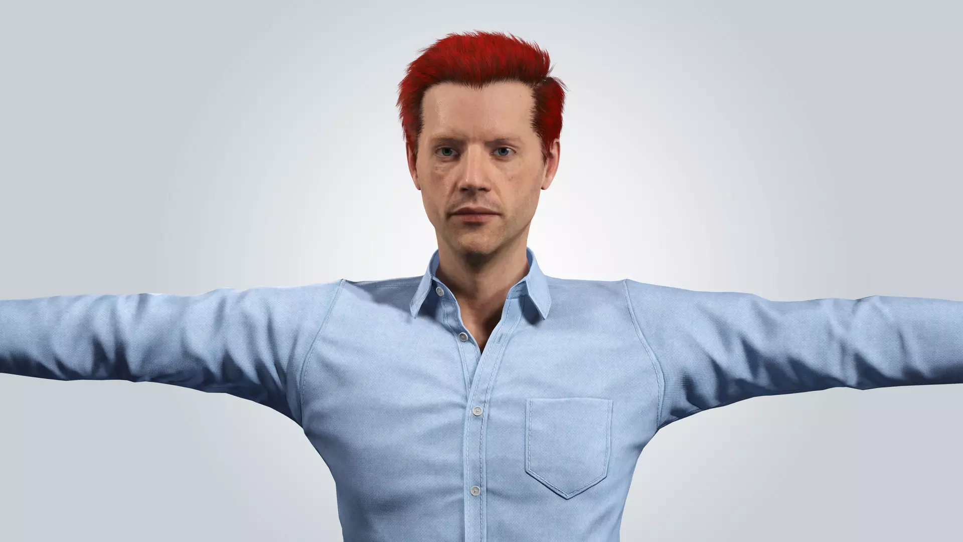 Realistic Male 3D Character with red hair 3D model_14