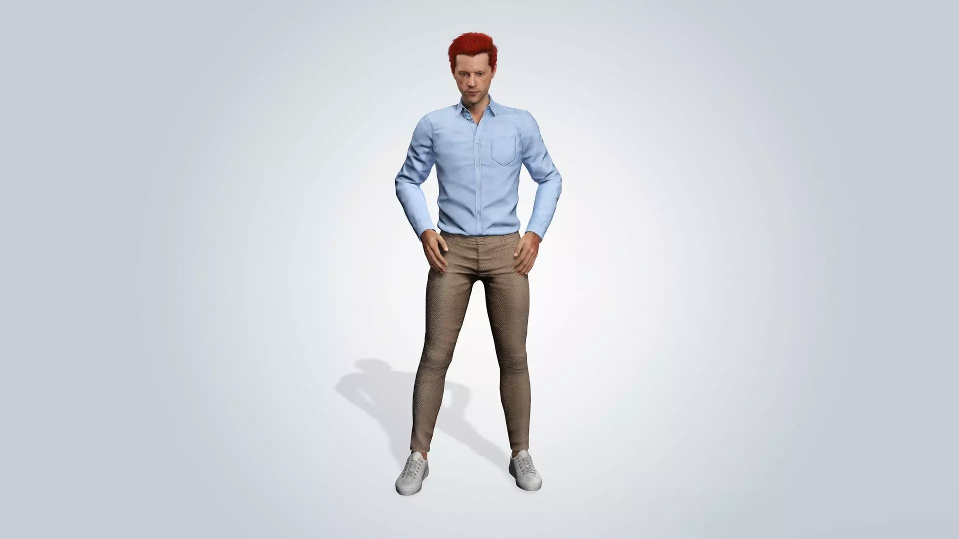 Realistic Male 3D Character with red hair 3D model_2