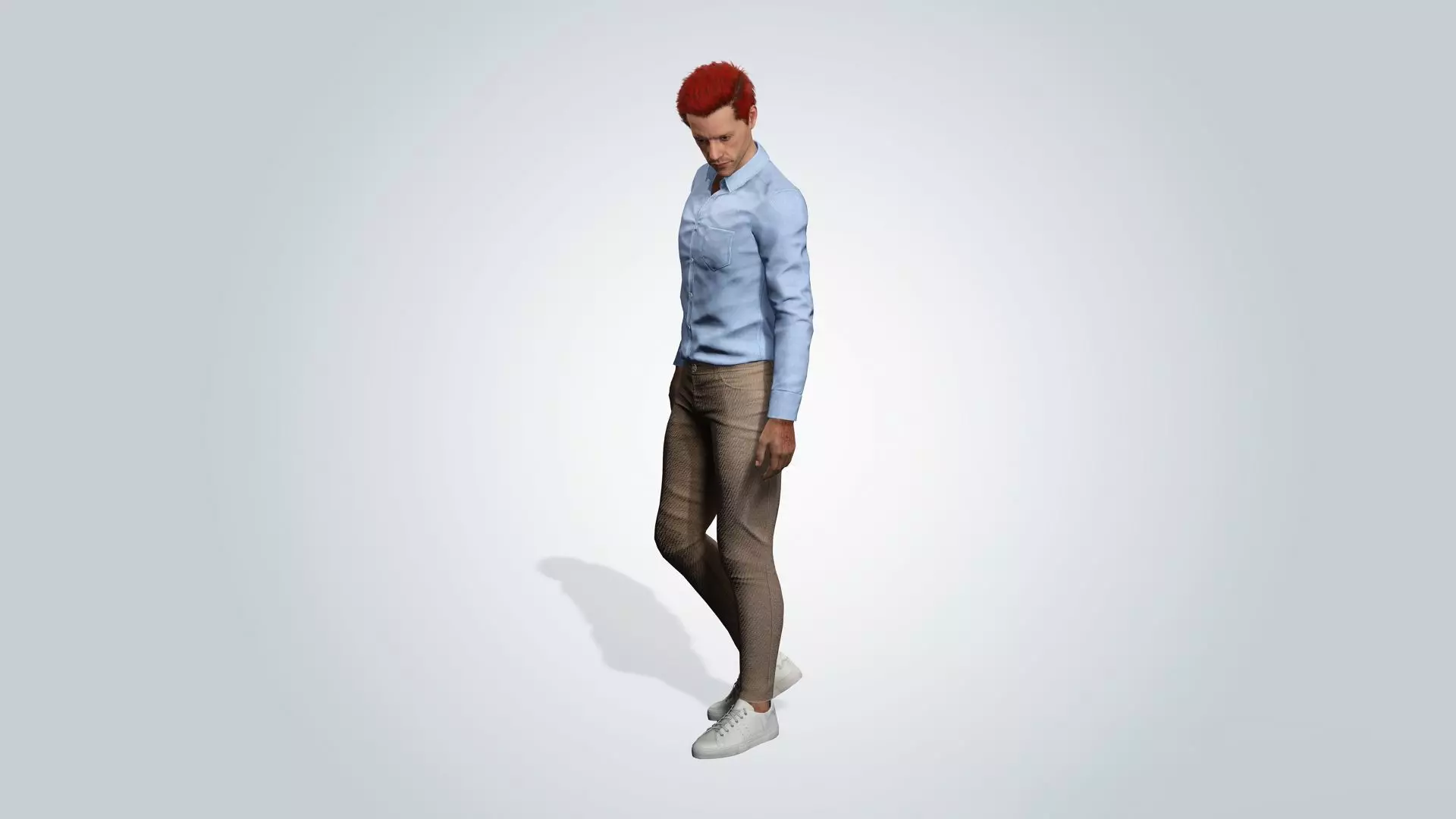 Realistic Male 3D Character with red hair 3D model_9