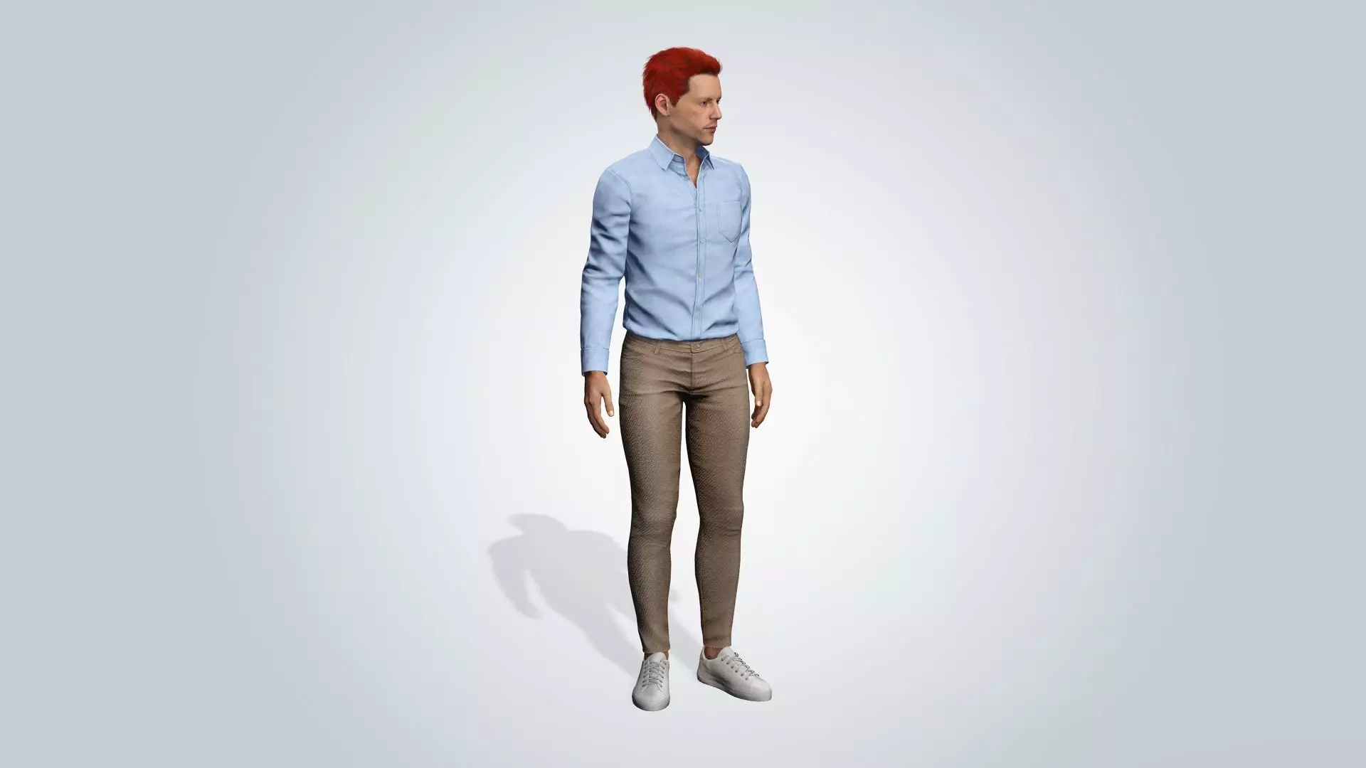 Realistic Male 3D Character with red hair 3D model_5
