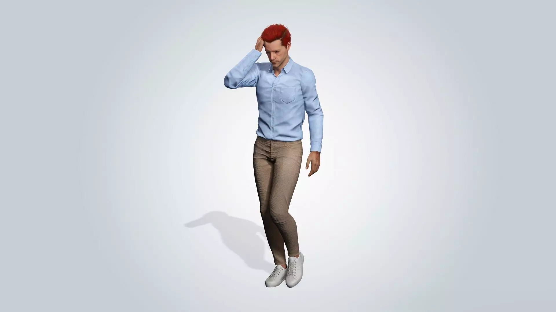 Realistic Male 3D Character with red hair 3D model_8