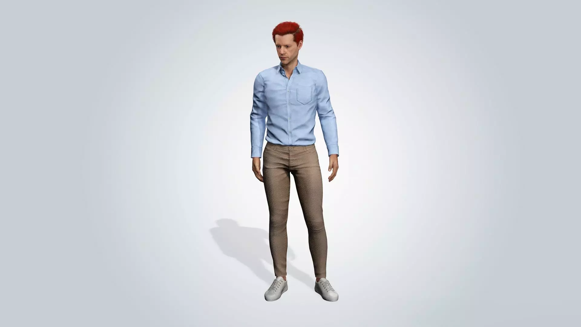 Realistic Male 3D Character with red hair 3D model_13