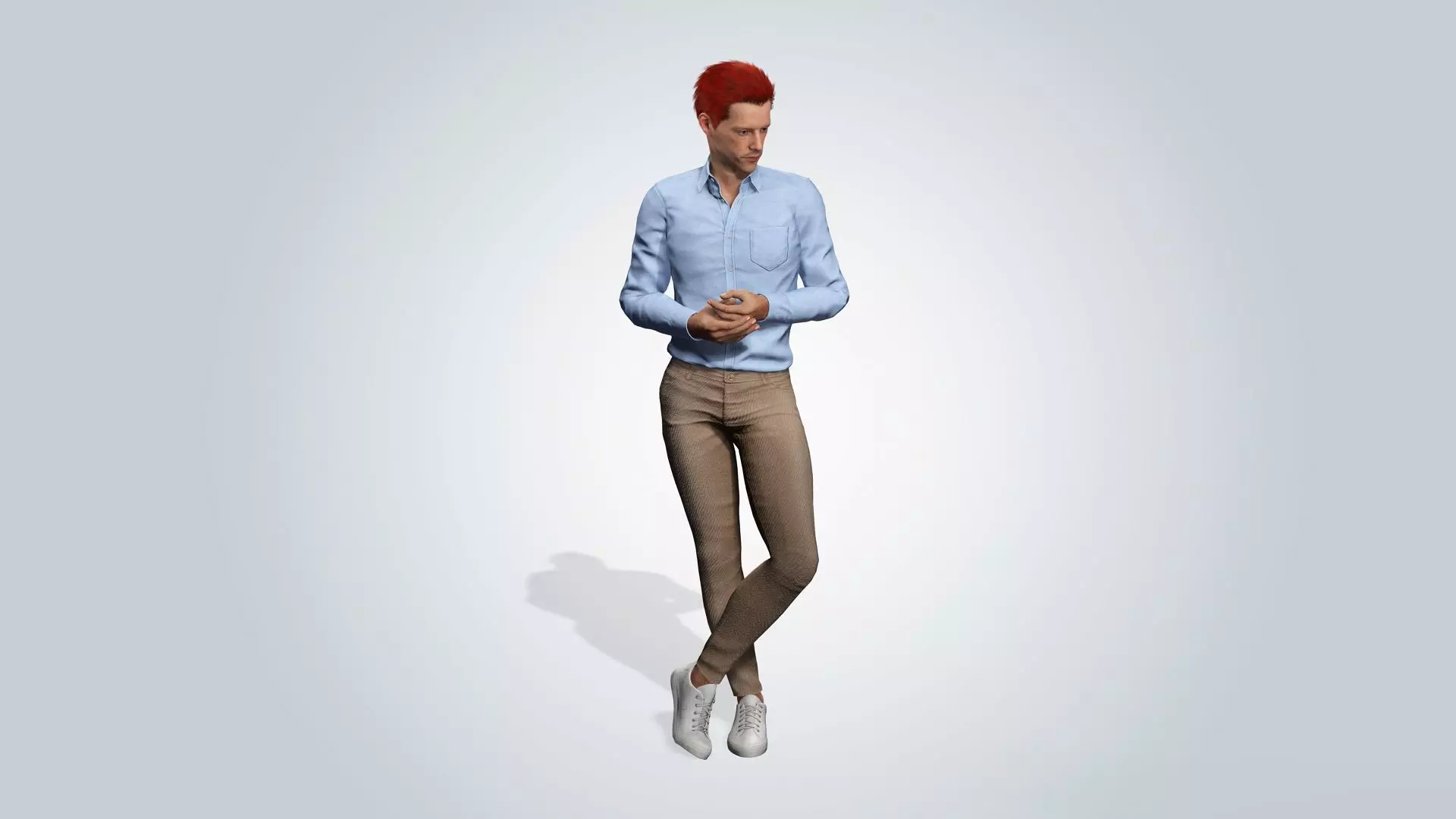 Realistic Male 3D Character with red hair 3D model_12