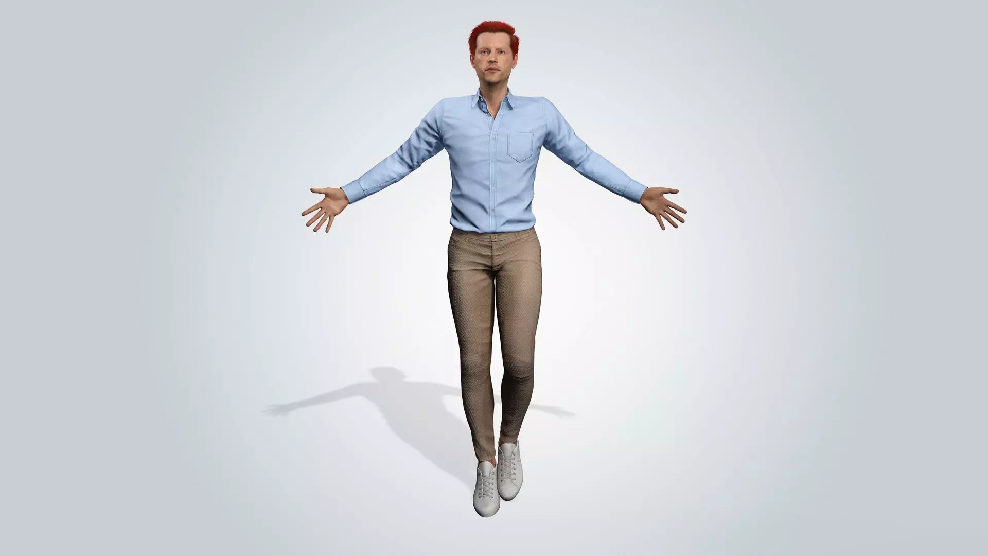 Realistic Male 3D Character with red hair 3D model_4
