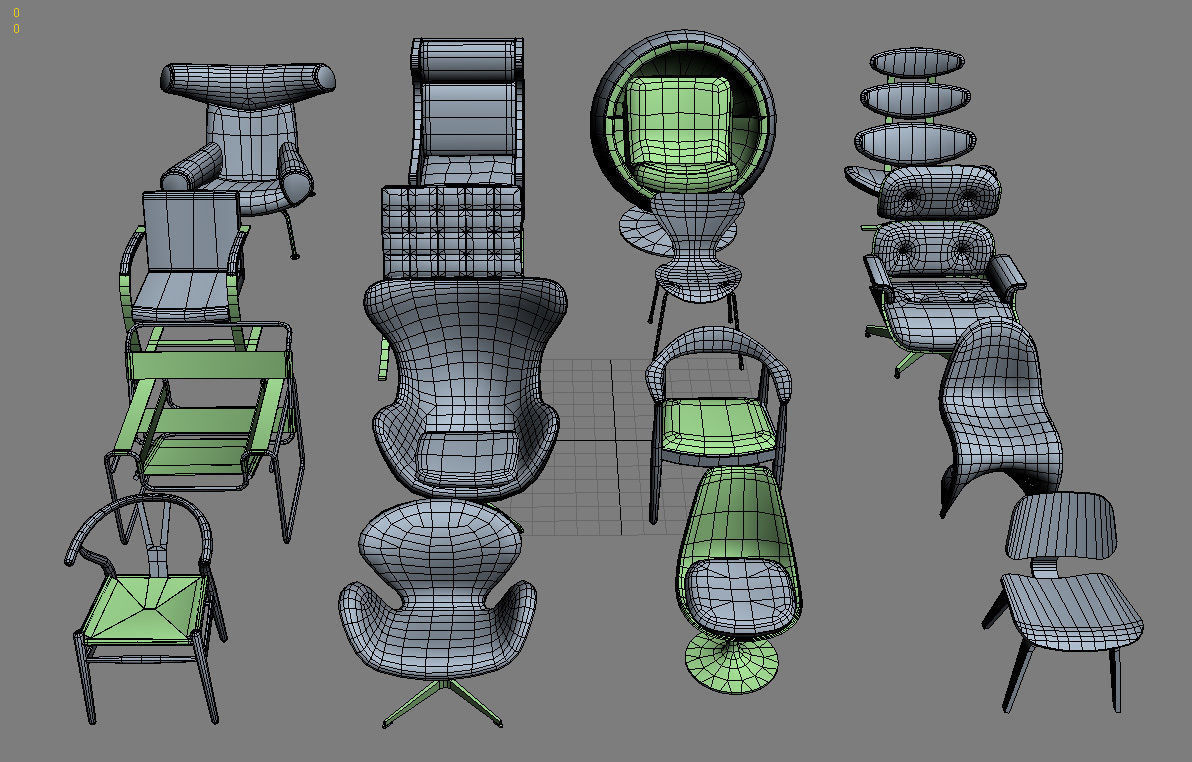 16 Low Poly Design Chairs Low-poly 3D model_17