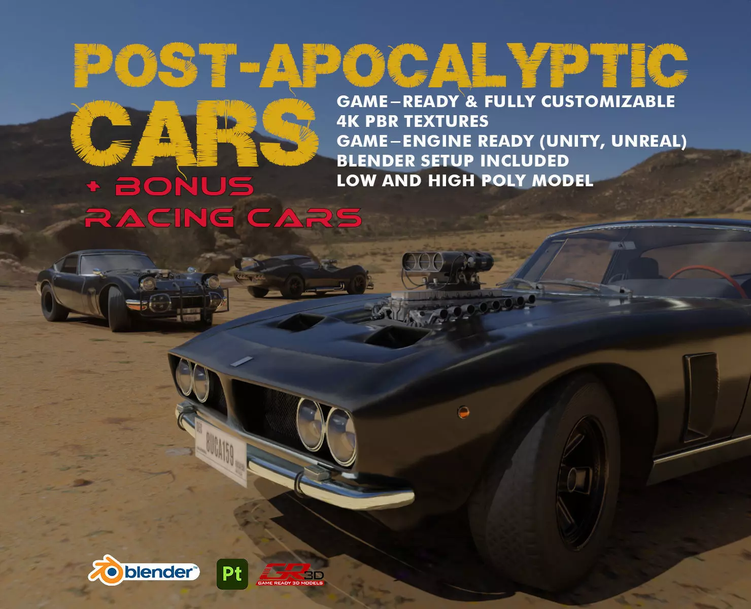 The Ultimate Post-Apocalyptic Car Collection Game Ready Models Low-poly 3D model_0