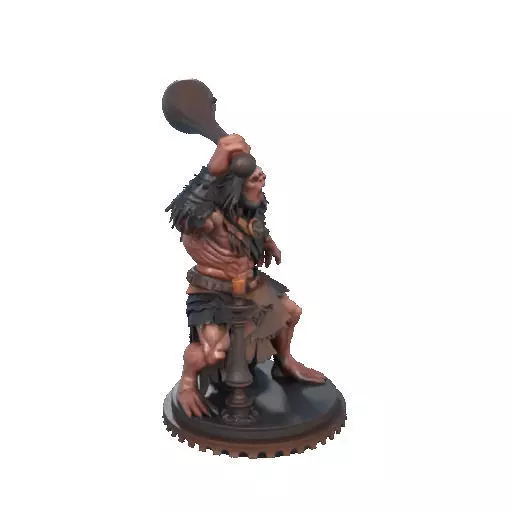 2516 Two Headed Troll with Club 3D Printed Statue 3D print model_15